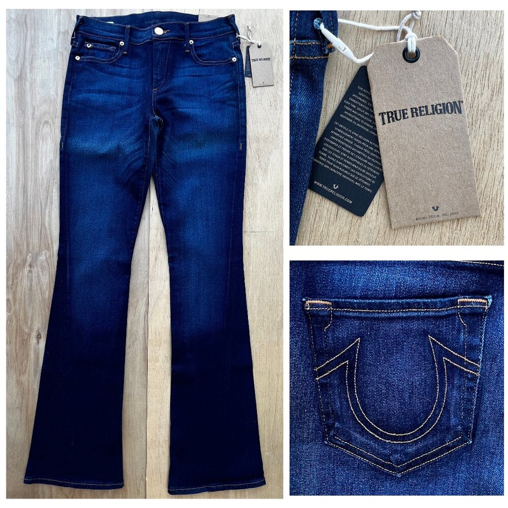 TRUE RELIGION BECCA TWISTED SEAM BOOTCUT Women’s Mid Rise Jeans sz 28 NWT